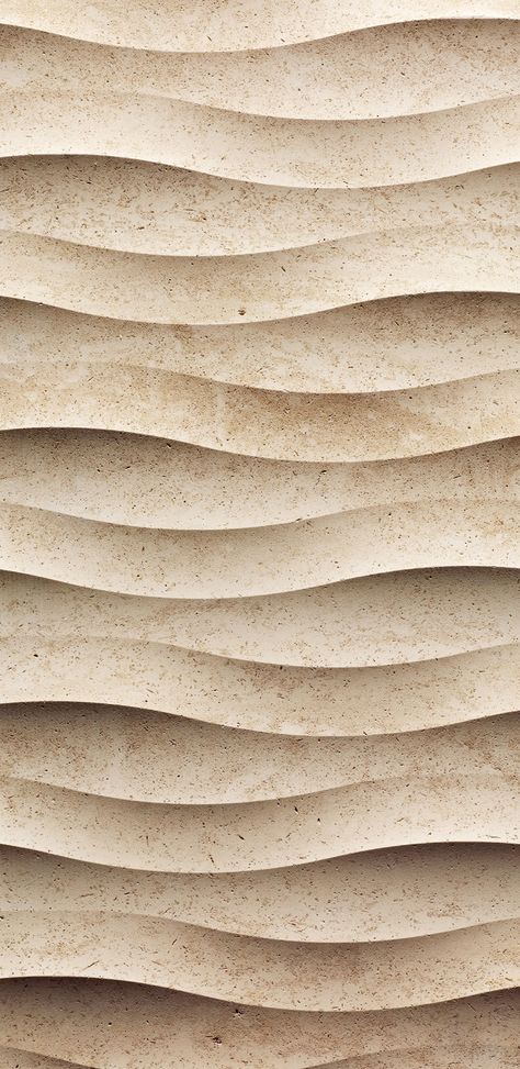 Aquatic suggestions, like the pattern produced by the continuous flowing of the waves on the sand sea-bottoms, become inspiration for Fondo, a refined 3d texture for tiles able to exalt stone. Sand Patterns Texture, Sand Interior Design, Sand Wall Texture, Sand Stone Texture, Sand Stone Wall, Textured Stone Wall, Sand Tiles, Desert Texture, Ceramics Texture