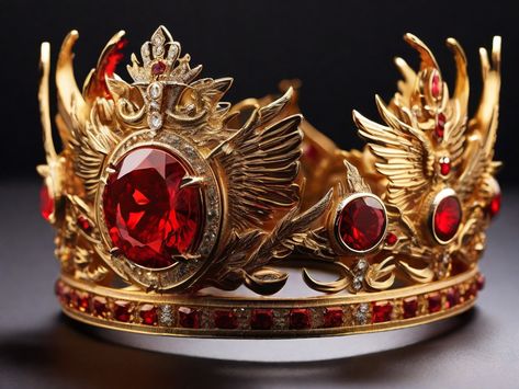 Leonardo Diffusion XL Create a 24carat gold crown with a red d 0 Ruby Crown, Castle Floor Plan, Fantasy Things, Fantasy Crown, King Hat, Crown Art, Royal Crowns, Red Queen, Gold Crown