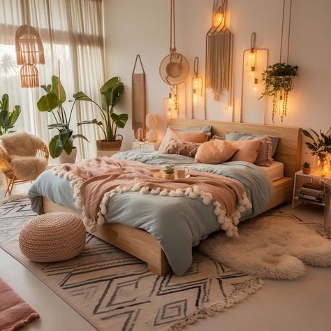 A nice ideas for your bedroom Blush Bed, Online Architecture, Bedroom Decor For Women, Boho Ideas, Diy Bedroom, Woman Bedroom, Redecorate Bedroom, Cozy Room Decor, Design Board