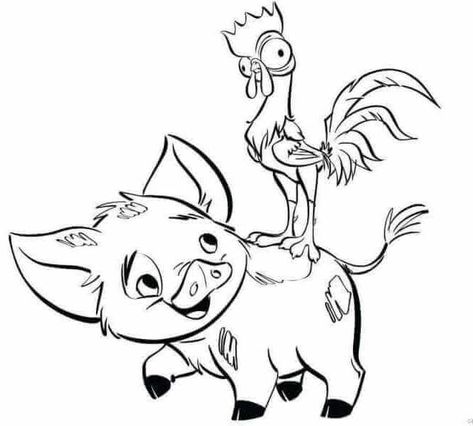 Pua And Heihei Having Fun Moana Coloring Page - Printable Moana Coloring Pages Collection Pua Tattoo, Maui Drawing, Moana Coloring Sheets, Movie Coloring Pages, Free Disney Coloring Pages, Moana Coloring, Disney Coloring Sheets, Moana Coloring Pages, Moana Disney