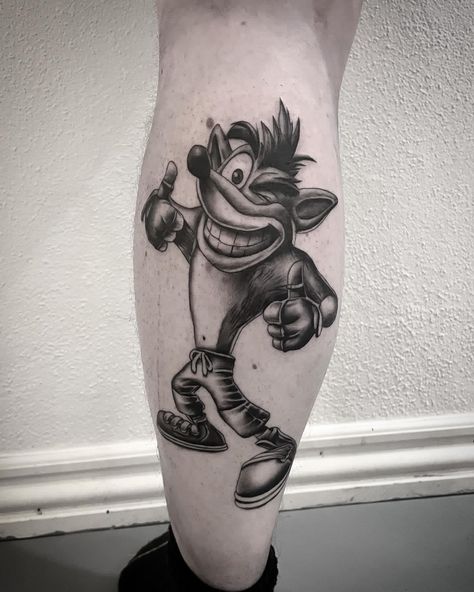 Crash Bandicoot Tattoo Design, Aku Aku Tattoo, Crash Bandicoot Tattoo, 500 Tattoo, Tattoo Games, Care Bear Tattoos, Tattoo Artist Tattoo, Aarhus Denmark, Marvel Tattoos