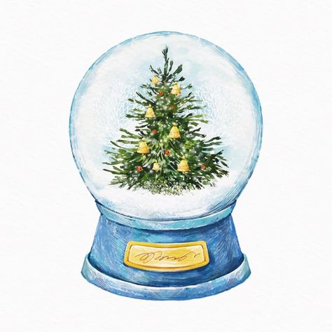 Christmas Art Watercolor, Cristmass Draw, Watercolor Snow Globe, Watercolor Snowglobe, Snowglobe Watercolor, Snowball Drawing, Snowglobe Painting, Snowglobe Drawing, Snow Globe Watercolor