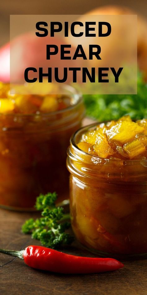 Looking for something different to do with your pear harvest? This spiced pear chutney is easy and absolutely delicious. Perfect for a dip or to put on pork chops or chicken, you'll love this and I've included canning instructions if you want it to be shelf stable. Pear Chutney Canning, Pear Preservation Recipes, Asian Pear Chutney, Pear Chutney Recipe Easy, Preserving Pears Ideas, What To Do With Asian Pears, Pear Canning Ideas, Pear Preserving, Canned Pears Recipes