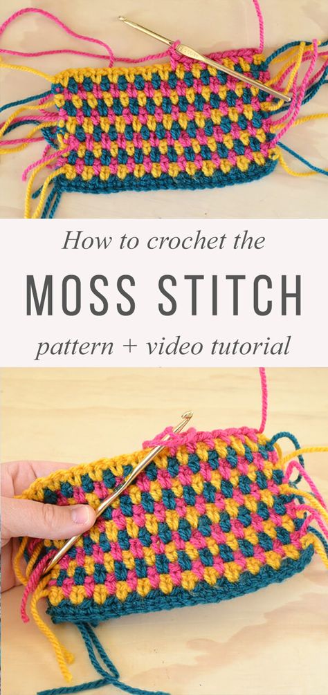 Moss Stitch Crochet Pattern Tutorial | CrochetBeja Moss Stitch Diagram, Free Crochet Moss Stitch Blanket Patterns, Crochet Moss Stitch Variations, Moss Stitch Beginner Crochet Bag, Moss Stiches Crochet, Moss Stiches Crochet Blanket, Crochet Smock Stitch, Crochet Moss Stitch Scrap Blanket, Crochet Moss Stitch