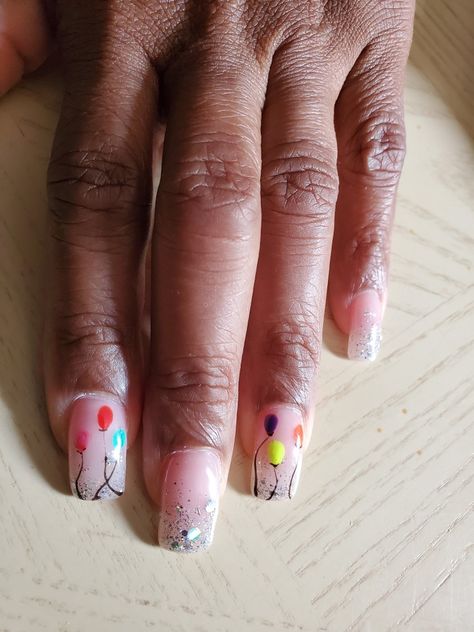 Nail designs with balloons Ballon Nails, Balloon Nail Art, Balloon Nails, Nails With Glitter, Birthday Nails, How To Do Nails, Glitter Nails, Nail Designs, Nail Polish