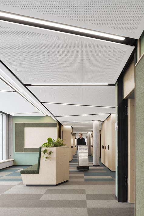 Ceiling Design Commercial, Office Design Ceiling, Modern Office Ceiling, Ceiling Design Office, Suspended Ceiling Design, Office Ceiling Design, Ceiling Architecture, Ceiling Office, Erfurt Germany