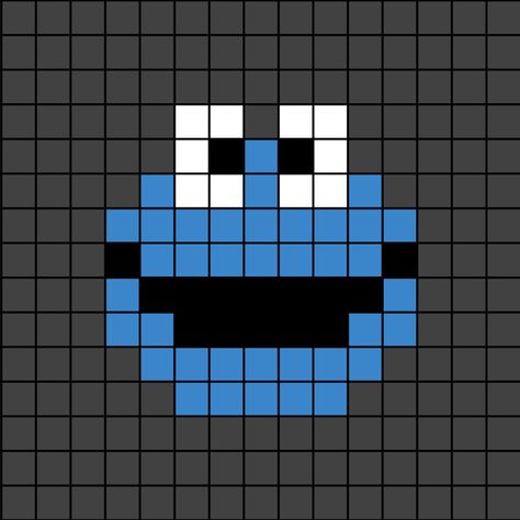 A small pixel art template of Cookie Monster's face. Pixel Art Sesame Street, Sesame Street Pixel Art, Sesame Street Perler Beads, Cookie Monster Pixel Art, 13x13 Pixel Art, Small Pixel Art Ideas, Blue Pixel Art, Face Pixel Art, Pixel Art Mini