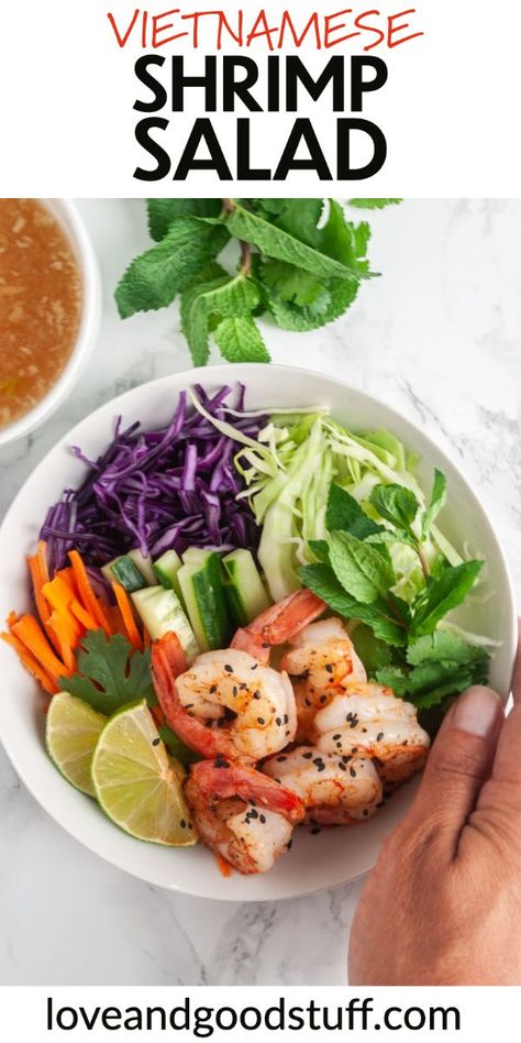 Lunch Recipes With Cabbage, Salad With Carrots And Cucumber, Shrimp Salad Asian, Keto Vietnamese Salad, Vietnamese Shrimp Salad, Shrimp Cabbage Salad, Vietnamese Cucumber Salad, Healthy Seafood Salad, Vietnamese Salad Dressing