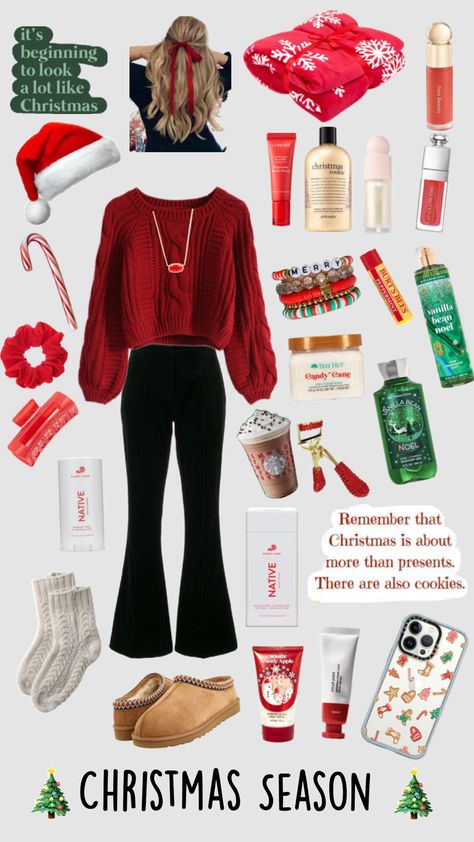 Cute Winter Outfits Christmas, Preppy Outfits For Christmas, Cute Fits For Christmas, Aesthetic Christmas Clothes, Cute Cozy Christmas Outfits, Christmas Time Outfits, Christmas Outfits School, Teen Christmas Outfit Ideas, Preppy Christmas Fits