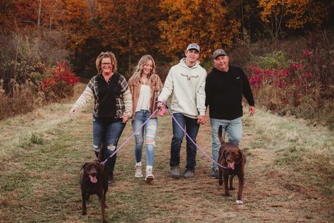 McIntyre Family! No matter where we went the sun was just shining all over these fall colors! 💛🧡❤️ . . . . . #mintyave #mintyavenuephotography #mintyavenue #mintyaveminisessions #saukprairiephotographer #famillyphotosessions #mazomaniephotographer #madisonphotographer #familyphotography #wisconsinfamilyphotographer #familyphotographer #minisessions #fallminis #fallminisday3 Family Photo With Dogs Ideas, Family With Dog Photography, Family Photography With Dog, Family Photos Adult Children, Family Outdoor Photos, Poses With Dogs, Family Pic Poses, Family Photos With Dogs, Dog Photoshoot Ideas