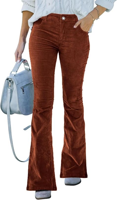 High Waist Flare Pants, Bell Bottom Trousers, Trouser Pocket, Pants Vintage, Pants With Pockets, Trousers Pants, Bell Bottom, Amazon Women, Corduroy Pants