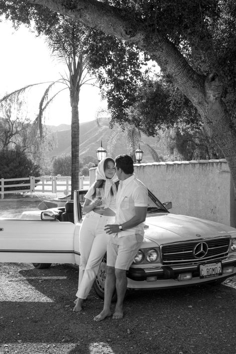 Behind the Scenes: Our Vintage Car Photoshoot · But What Should I Wear Vintage Cars Photoshoot, Vintage Car Photoshoot Couple, Car Photoshoot Couple, Wedding Vintage Car, Vintage Car Engagement Photos, Vintage Car Photoshoot, Car Engagement Photos, Car Pose, Car Couple