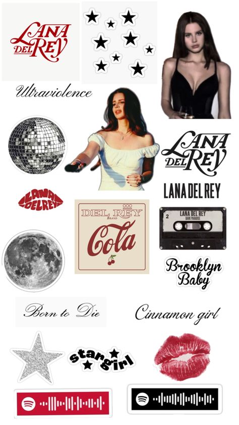 Journal Stickers Lana Del Rey, Lana Del Ray Sticker, Lana Stickers, Lana Del Rey Stickers, Polaroid Stickers, Clear Phone Case Design, Diy Phone Case Design, Diy Room Decor Videos, Iphone Stickers