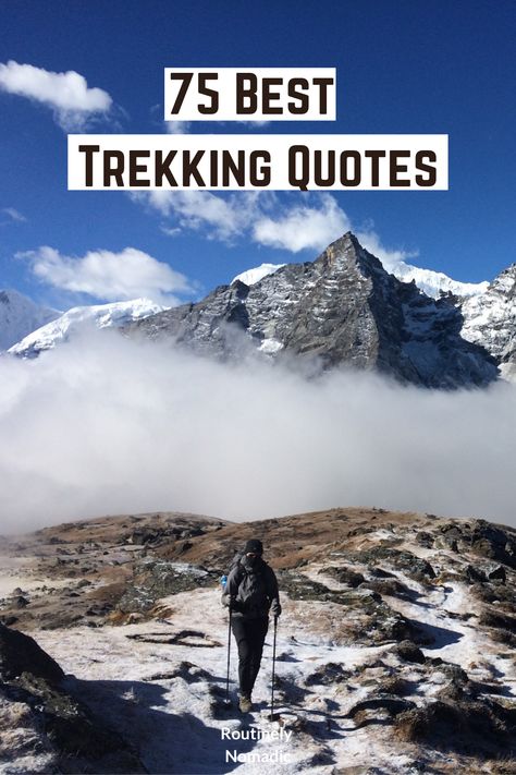 Did you just experience the most amazing trek and are now looking for trekking quotes or the perfect trekking captions for Instagram? Here are some the best short, inspirational and funny quotes about trekking including ones about hiking with friends and mountaineering. Find the best one that fits your experience, picture or just inspires you! Trekking Captions For Instagram, Waterfall Quotes, Trekking Quotes, River Quotes, Forest Quotes, Sunrise Quotes, Lake Quotes, Partner Quotes, Mountain Trekking