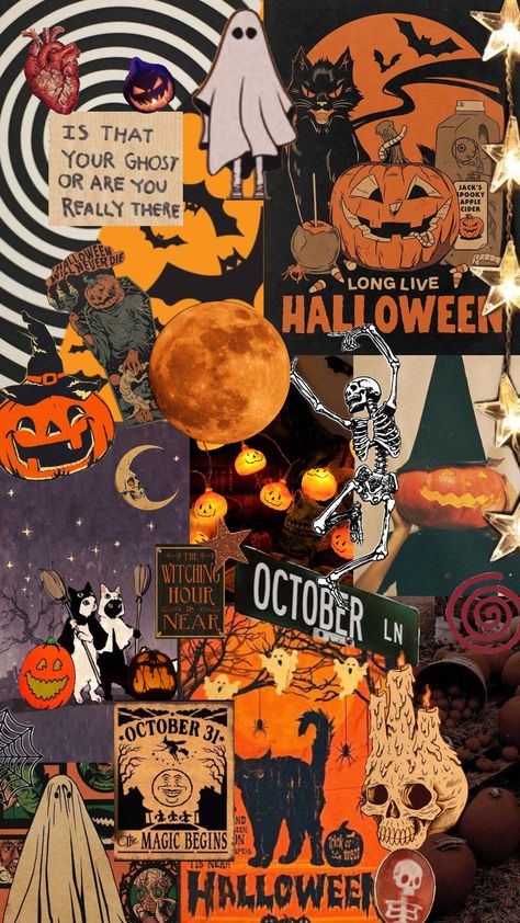 4 days until this becomes my entire personality for a month #halloween #fall #spookyszn #spooky #halloween #october31 #halloweenaesthetic #aesthetic #vibes #art #wallpaper Halloween Collage, Helloween Wallpaper, Halloween Wallpaper Iphone Backgrounds, Halloween Wallpaper Backgrounds, Halloween Wallpaper Cute, Cute Fall Wallpaper, Witchy Wallpaper, Halloween Wallpaper Iphone, Holiday Wallpaper