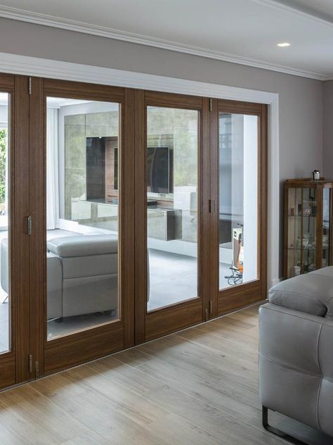 Internal Glazed Doors Ideas, Doors To Separate Living Room, Internal Glass Folding Doors, Accordion Doors Living Room, Wooden Bifold Doors Internal, Folding Partition Doors, Internal Bifold Doors Room Dividers, Living Room Doors To Outside, Internal Glass Doors Living Rooms