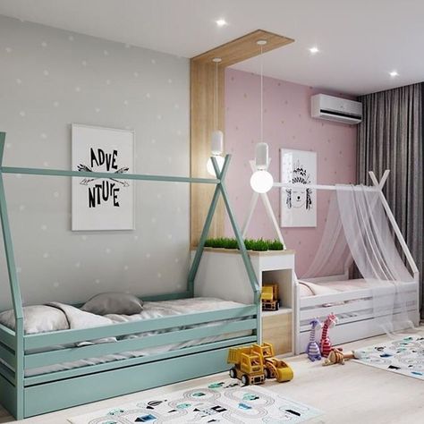 Baby Zimmer Ikea, Boy And Girl Shared Room, Boy And Girl Shared Bedroom, Kids Rooms Shared, Kids Shared Bedroom, Shared Girls Bedroom, Shared Kids Room, Boy Girl Room, Kids Bedroom Designs