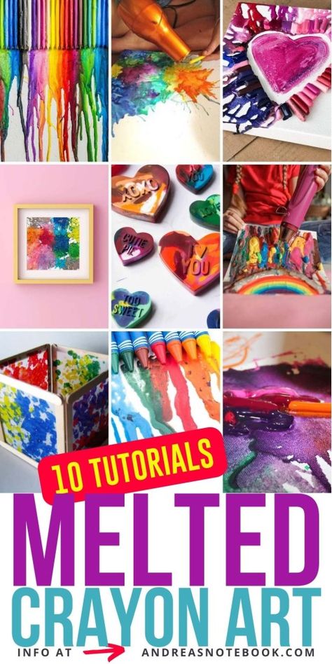 Crafts With Preschoolers, Crayon Art Projects, How To Melt Crayons, Crayon Art Tutorials, Melted Crayon Canvas, Melt Crayons, Melted Crayon Heart, Melted Crayon Crafts, Crayons Artwork