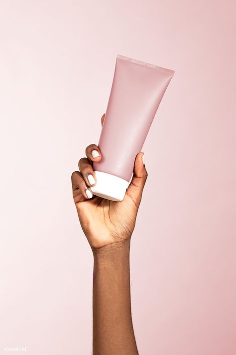 Black woman holding a beauty cream tube  | premium image by rawpixel.com / McKinsey Hand Holding Bottle, Natura Cosmetics, Nose Pores, Skincare Products Photography, Makeup Blending, Girly Design, Ribbon Banner, Cosmetics Photography, Beauty Products Photography