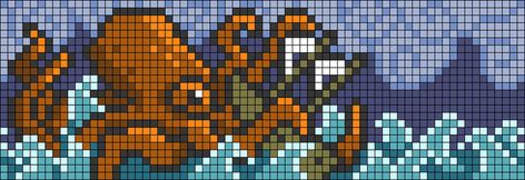 Alpha pattern #124252 | BraceletBook Squid Animal, Graph Patterns, Wool Work, Geometric Pattern Art, Kandi Patterns, Pixel Art Grid, Graph Design, Pixel Design, Custom Pc