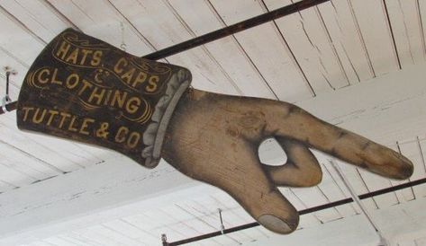 Vintage Shop Sign, Antique Trade Sign, Primitive Signs, Pointing Hand, Trade Sign, Hand Sign, Antique Signs, Old Signs, American Folk Art