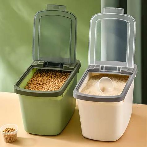 Rice Container, Cereal Storage, Dog Food Container, Cereal Containers, Green Rice, Airtight Food Storage, Food Storage Container, Airtight Food Storage Containers, Rice Grain