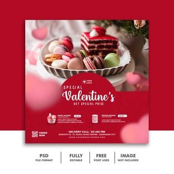 Valentines Social Media Design, Valentines Social Media Posts, Valentines Day Post Social Media, Valentines Day Social Media Posts, Valentine Social Media Post, Valentines Social Media, Cake Shop Design, Valentine Food, Valentines Day Banner