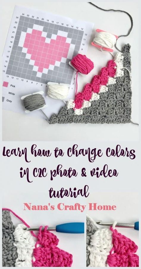 C2c How To, How To Do C2c Crochet Free Pattern, How To Change Colors In C2c Crochet, C2c Heart Graph, What Is C2c Crochet, Crochet C2c Tutorial, How To Crochet C2c, C2c For Beginners, How To Graph Crochet