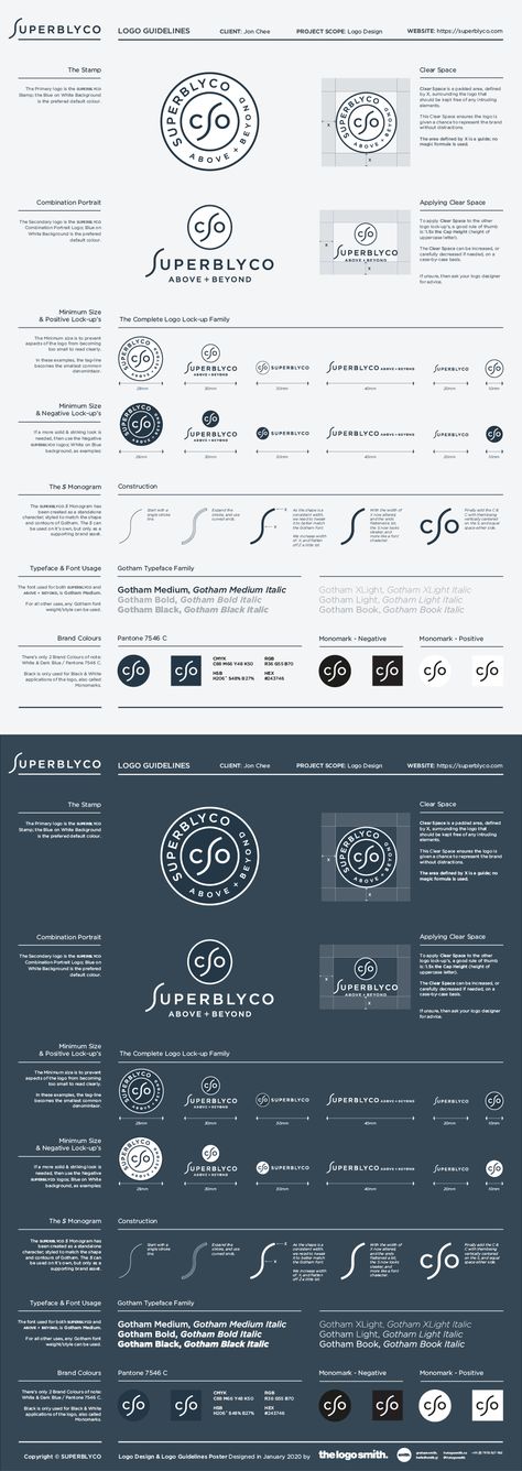 This is a Logo Guidelines Poster and Illustrator Template that I’ve created for a recent client of mine, SuperblyCo. You can download a free copy of these Logo Guidelines further down in this post.  As this particular set of logo guidelines is pretty unique, in so much as the space given to the 12 logo lock-up’s (6 positive and 6 negative), as well as the Construction section for the SuperblyCo S Monogram, you’ll likely be wanting to change the layout of this to suite your own needs. Logo Presentation To Client Layout, Logo Usage Guidelines, Logo Suite Identity Branding, Logo Guidelines Design, Logo Presentation To Client, Logo Types, Sleep Wellness, Creative Logo Design Art, Free Business Logo