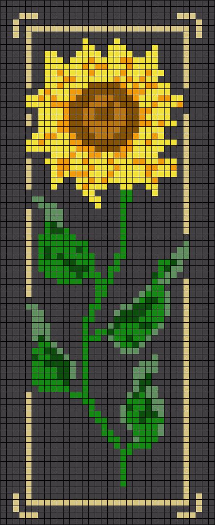 Alpha Bead Pattern, Alpha Pattern Aesthetic, Sunflower Pixel Art, Plant Alpha Pattern, Sunflower Alpha Pattern, Anime Alpha Pattern, Alpha Patterns Flower, Cute Summer Vibes, Alpha Patterns Anime