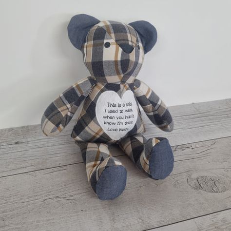 Teddy Bear Quotes, Memory Bears Pattern, Bear Patterns Free, Teddy Bear Sewing Pattern, Bear Quote, Memory Blanket, Keepsake Crafts, Keepsake Bear, Memory Bears