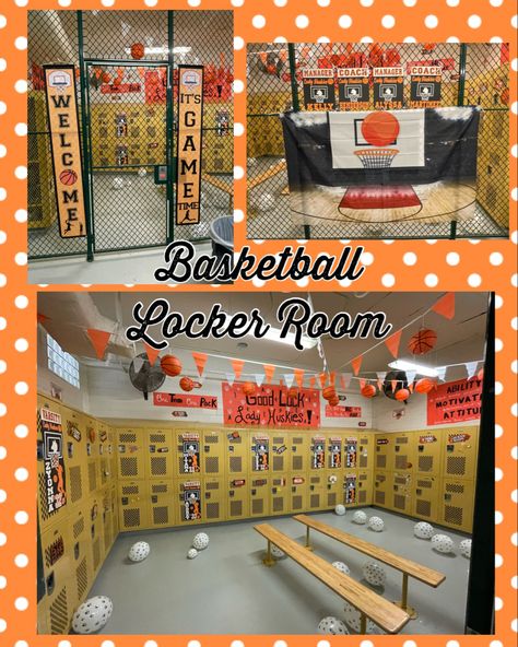 Basketball Senior Night Decorations, Senior Basketball Locker Decorations, Basketball Decorations For Lockers, Game Day Locker Decorations Volleyball, Basketball Locker Room Decorations, Locker Room Decorations Volleyball, Locker Room Decorations Basketball, Decorating Lockers, Locker Room Decor