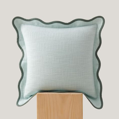 Amazon.com: Double Stitch by Bedsure Scalloped Throw Pillow Covers, Cotton Decorative Pillow Covers 20" x 20" Made in India, Square Cushion Case for Living Room Couch, Accent Pillow Cover, Misty Blue Sorority Room, Aqua Mint, Living Room Couch, Double Stitch, Couch Throws, Room Couch, Couches Living Room, Blue Pillows, Accent Pillow