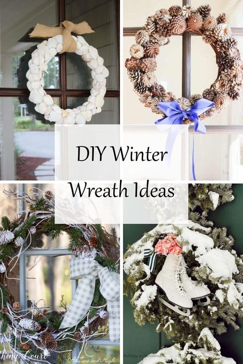 I love to have a new wreath for each season. Usually, I don't want to use the same one from Christmas all through winter (although many times you can). I like to change things up so here are 23 DIY Winter Wreath Ideas to inspire you to hang something new and fun on your front door. January Front Door Decor, Winter Door Wreaths Diy, Winter Wreaths Diy, Winter Wreaths For Front Door Diy, January Wreath Ideas, Winter Wreath Ideas, Winter Wreaths For Front Door, January Wreath, Diy Winter Wreath