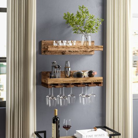 Move Over Bar Carts, Pinterest Stats Point To This Wine Storage Trend Hanging Wine Glass Rack, Shelves Decor, Wine Rack Design, Table Top Wine Rack, Wall Mounted Wine Rack, Wine Bottle Rack, Bottle Wall, Wine Glass Rack, Glass Rack