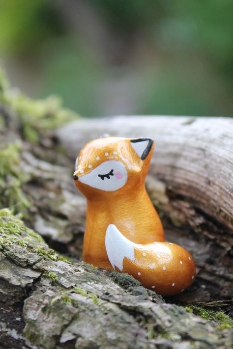 Clay Fox, Fimo Kawaii, Mache Art, Fox Crafts, Clay Things, Sculptures Céramiques, Clay Crafts Air Dry, Polymer Clay Animals, Clay Figurine