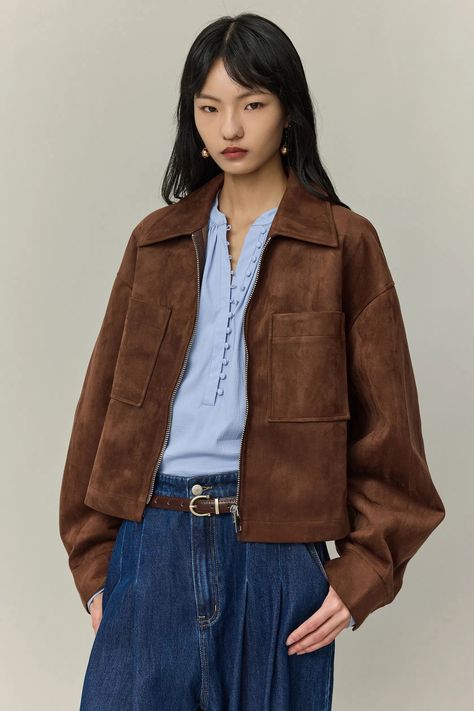 Jackets – fbrq.com Oversized Jacket Outfit, Swedish Dress, Raw Denim Jacket, Suede Jacket Outfit, Suede Outfit, College Jackets, Oversized Sleeves, Fall 23, Winter Fit