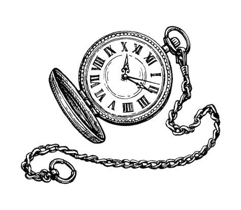 Old Clock Tattoo, Pocket Watch Drawing, Vintage Clock Tattoos, Pocket Watch Art, Pocket Watch Tattoo Design, Watch Sketch, Watch Tattoo Design, Clock Drawings, Watch Drawing