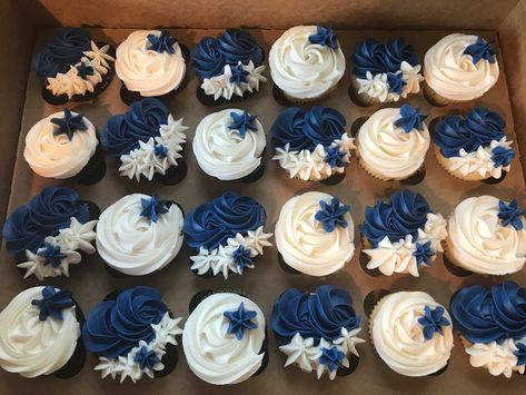 Grad Cupcakes, Blue Cupcakes, White Cupcakes, Cupcake Cake Designs, Cupcake Ideas, Senior Night, Cupcake Cake, Baking Ideas, White Cake