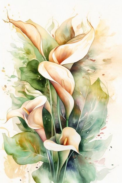 Watercolor Calla Lily Tattoo, Painting Calla Lilies, Calla Lily Flowers Painting, Calla Lily Paintings On Canvas, Calla Lily Botanical Illustration, Watercolor Pencil Art, Boho Art Drawings, Instruções Origami, Getting A Tattoo