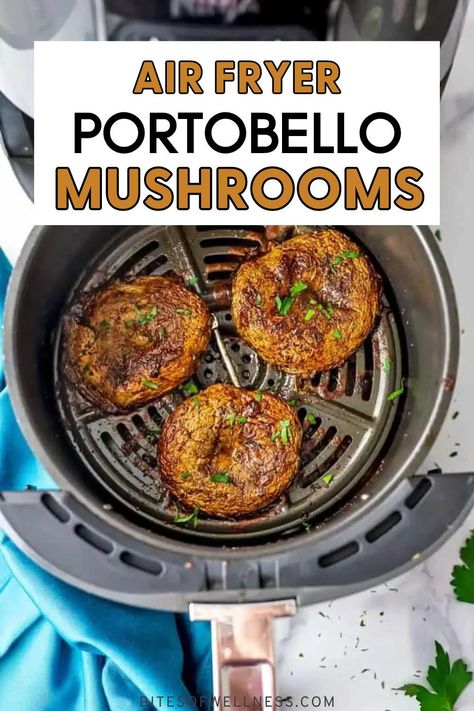 Air fryer portobello mushrooms are so easy to make, packed with flavor and have a juicy, meaty texture. The perfect side dish or meatless meal you can use these portobello mushrooms cooked in the air fryer in so many ways. These mushrooms are tender in the center and the edges get slightly crispy. Air Fry Portabella Mushrooms, Portobello Mushroom Recipes Air Fryer, Portobello Mushrooms Recipes, Portabello Mushrooms Burger, Air Fryer Portobello Mushrooms, Large Portabella Mushrooms Recipe, Portabello Mushrooms Recipes, Portobello Mushroom Recipes Healthy, Portabella Mushroom Recipes