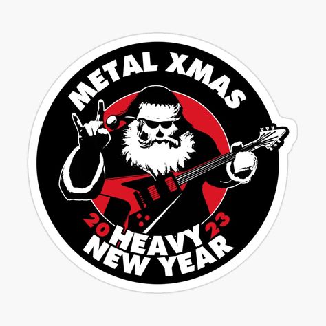 Get my art printed on awesome products. Support me at Redbubble #RBandME: https://www.redbubble.com/i/sticker/Metal-Christmas-And-Heavy-New-Year-2023-Heavy-Metal-Santa-Claus-by-TMBTM/128423924.EJUG5?asc=u Metal Santa Claus, Heavy Metal Christmas, Happy New Year Stickers, Xmas Sticker, Cool Graphic Design, Creepy Christmas, Metal Fan, Metal Christmas, Christmas Stickers