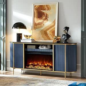 Chic Entertainment Center, Fluted Fireplace, Tv Stand Modern, Luxury Fireplace, Tv Console Table, Modern Style Furniture, Media Furniture, Fireplace Tv Stand, Modern Tv Stand