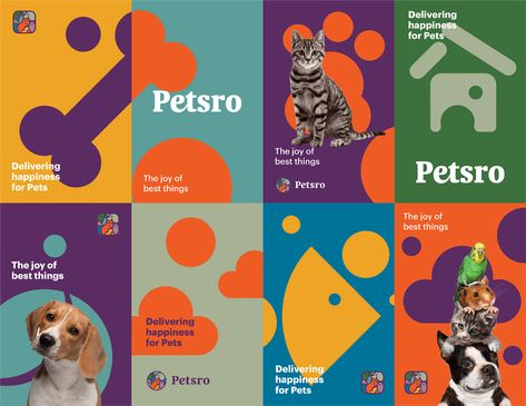 Petsro brand design. on Behance 블로그 디자인, Pet Food Packaging, Pet Shop Logo, Dog Marketing, Pet Branding, Gfx Design, Pet Market, Online Logo Design, Dog Branding