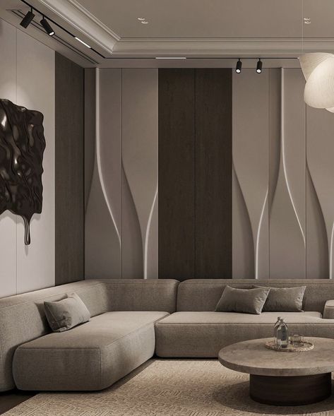 Simple Wall Design Ideas Living Room, Dining Wall Paneling Design, Grooves Pattern, Tv Cabinet Wall Design, Living Room Wall Designs, Interior Columns, House Wall Design, Latest Living Room Designs, Living Room Tv Unit