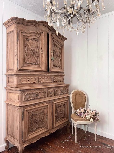 Courtney Allison, French Cottage Style, Painted Wood Walls, Painted Cupboards, Antique Cupboard, Cottage Inspiration, Country Cottage Style, Old Room, French Cottage