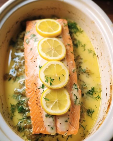 Slow Cooker Salmon Recipes, Crockpot Seafood, Slow Cooker Salmon, Cooktop Cove, Slow Cooker Kitchen, Seafood Dish Recipes, Fish Dinner Recipes, Main Entrees, Delicious Seafood Recipes