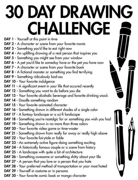 Art Syllabus, 30 Day Art Challenge, Art Journal Challenge, 30 Day Drawing Challenge, Drawing Ideas List, Drawing Eyes, Person Drawing, Creative Drawing Prompts, American Shorthair