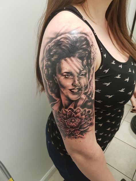 Black Dahlia tattoo, Elizabeth Short. The Black Dahlia Tattoo, Elizabeth Short Tattoo, Black Dahlia Tattoo, Dahlia Flower Tattoo, Black Dahlia Flower, Dahlia Flower Tattoos, Rock N Roll Tattoo, Dahlia Tattoo, Forearm Flower Tattoo