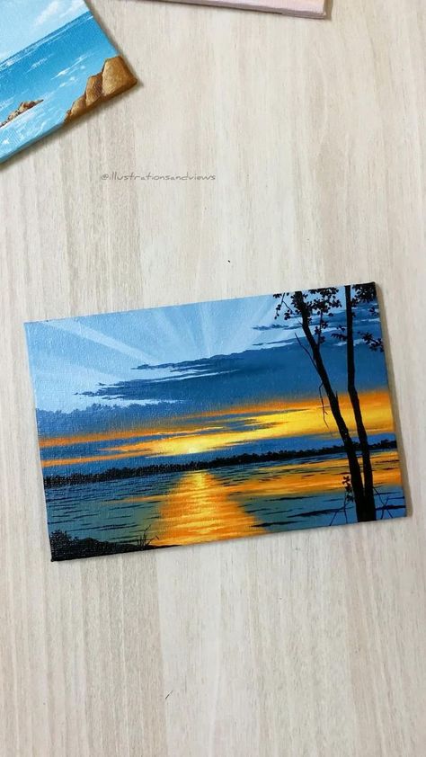 Sunset acrylic canvas painting idea @illustrationsandviews in 2022 | Nature art painting, Canvas art painting, Painting art lesson Canvas Art Painting Abstract, Sunset Acrylic, Acrylic Canvas Painting, Sky Art Painting, Inspiration Painting, Canvas Painting Tutorials, Beautiful Art Paintings, Abstract Art Painting Diy, Landscape Art Painting